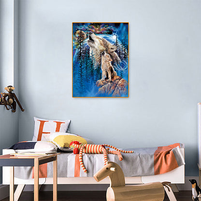 Moon Wolf - Full Round Drill Diamond Painting 30*40CM