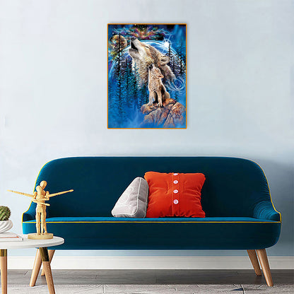 Moon Wolf - Full Round Drill Diamond Painting 30*40CM