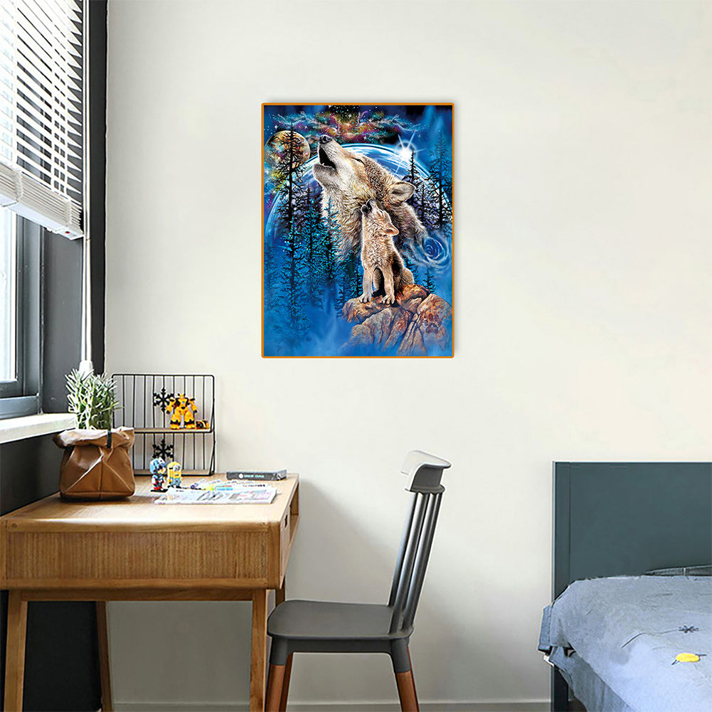 Moon Wolf - Full Round Drill Diamond Painting 30*40CM