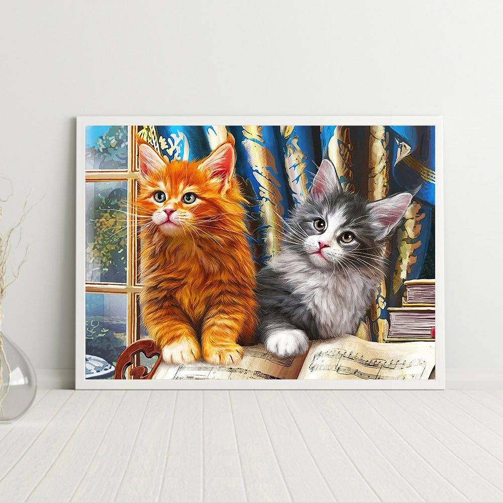 Cat - Full Round Drill Diamond Painting 40*30CM