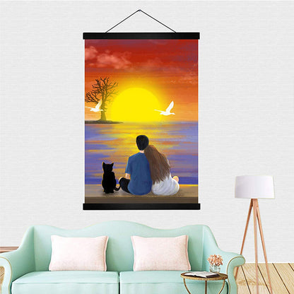 Magnetic Poster Hanger DIY Painting Photo Frame Teak Wooden Wall Art Crafts