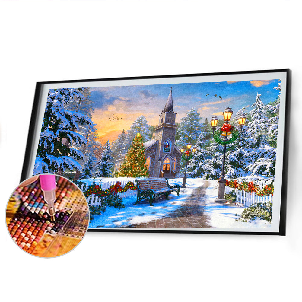 Christmas Church - Full Round Drill Diamond Painting 70*50CM