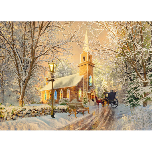 Christmas Church - Full Round Drill Diamond Painting 70*50CM