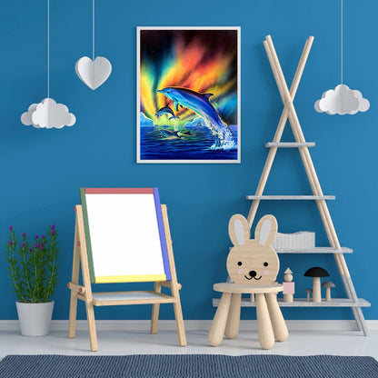 Dolphins Aurora - Full Round Drill Diamond Painting 30*40CM