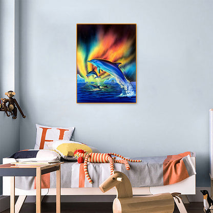 Dolphins Aurora - Full Round Drill Diamond Painting 30*40CM