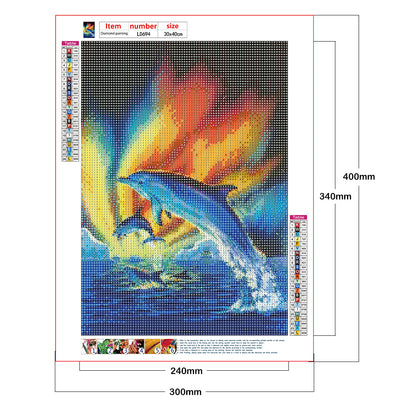 Dolphins Aurora - Full Round Drill Diamond Painting 30*40CM