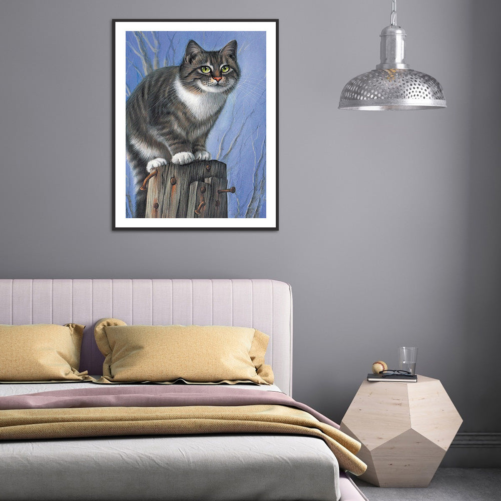 Cat - Full Round Drill Diamond Painting 30*40CM