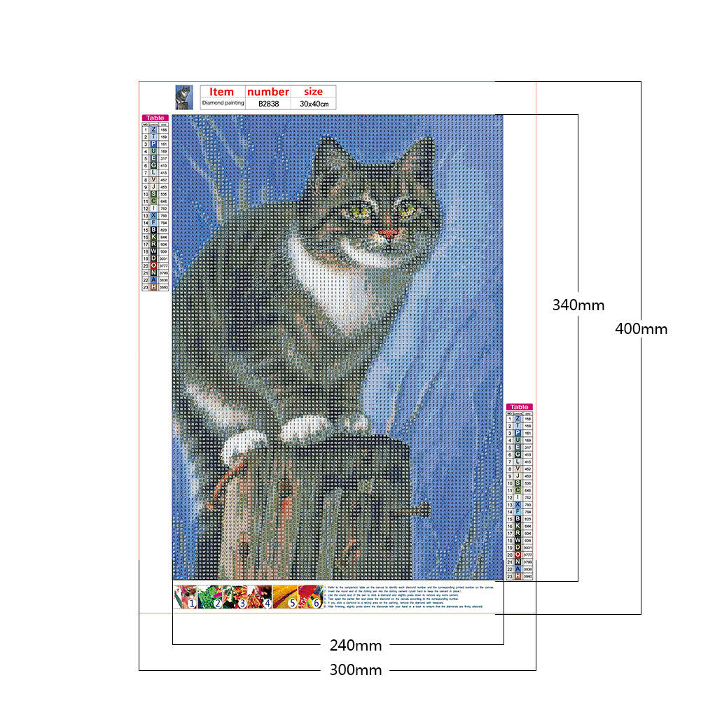 Cat - Full Round Drill Diamond Painting 30*40CM