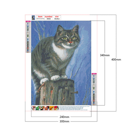 Cat - Full Round Drill Diamond Painting 30*40CM