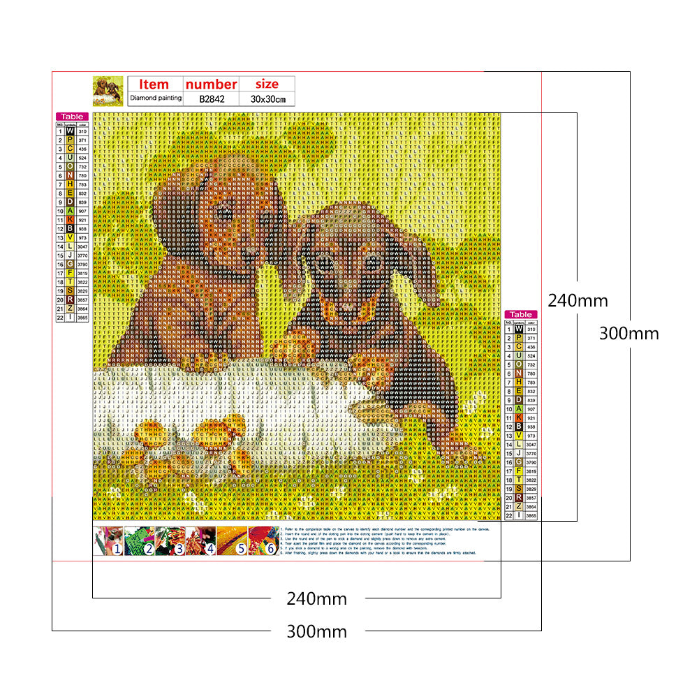 Two Dogs - Full Round Drill Diamond Painting 30*30CM