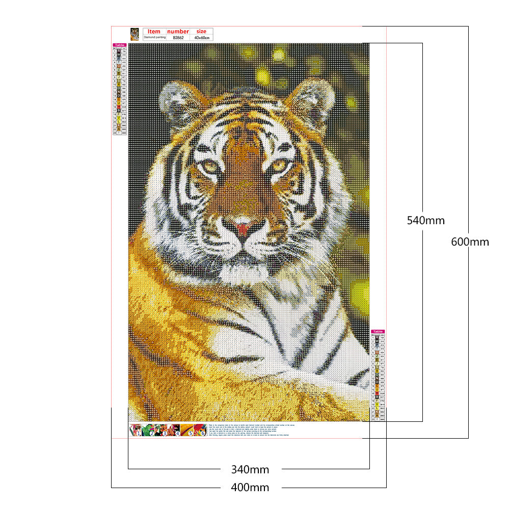 Sitting Tiger - Full Round Drill Diamond Painting 40*60CM