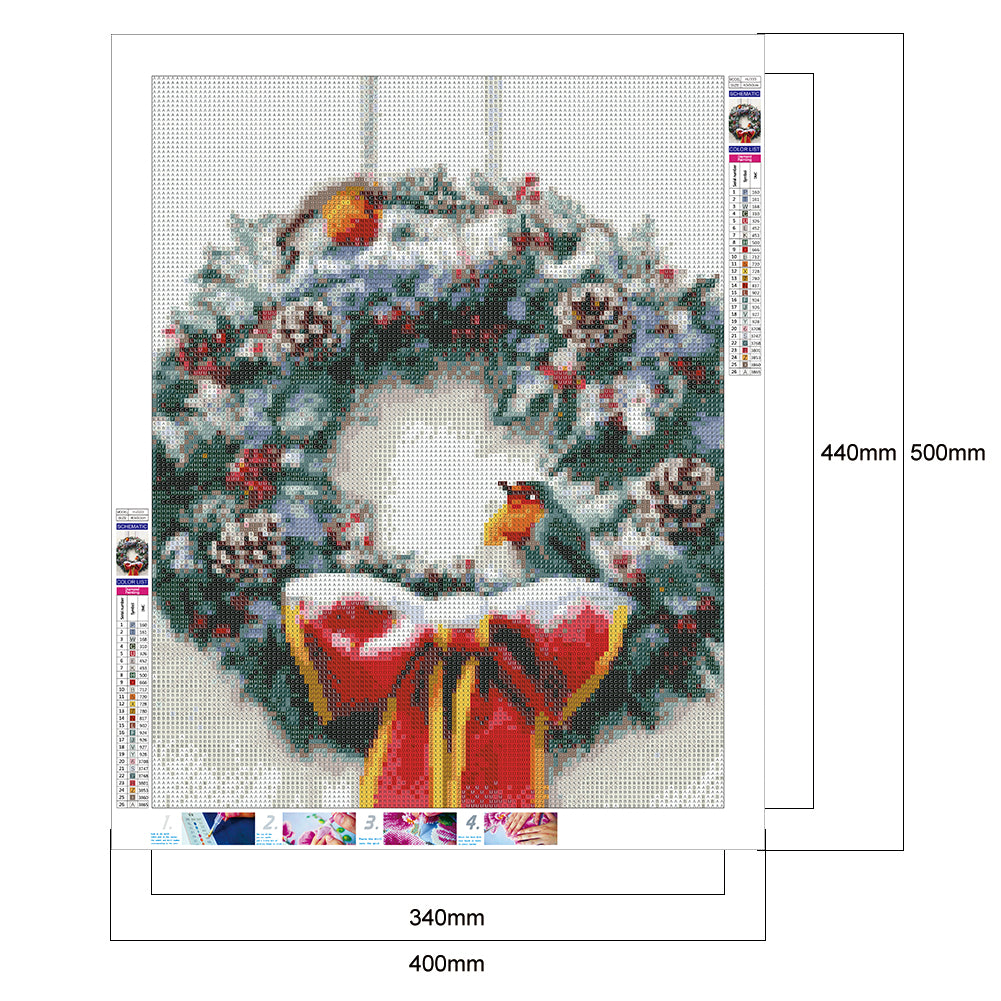 Christmas Wreath - Full Round Drill Diamond Painting 40*50CM