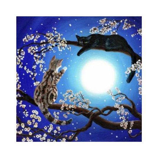 Cat Moon - Full Round Drill Diamond Painting 30*30CM