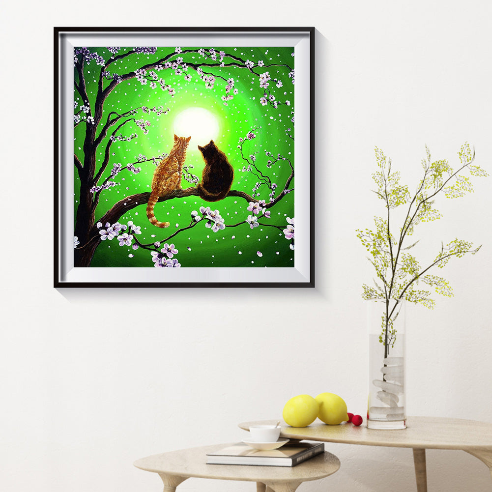 Tree Cat - Full Round Drill Diamond Painting 30*30CM