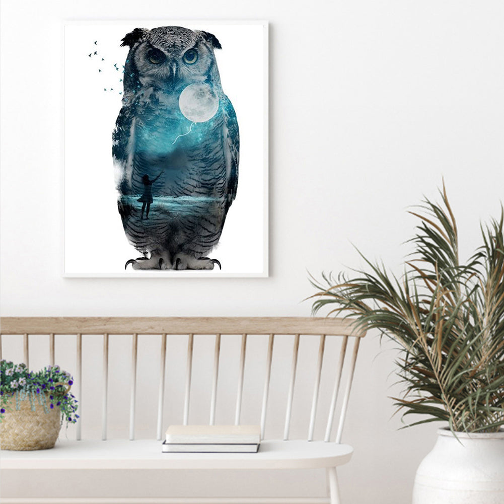 Moon Owl - Full Square Drill Diamond Painting 40*50CM
