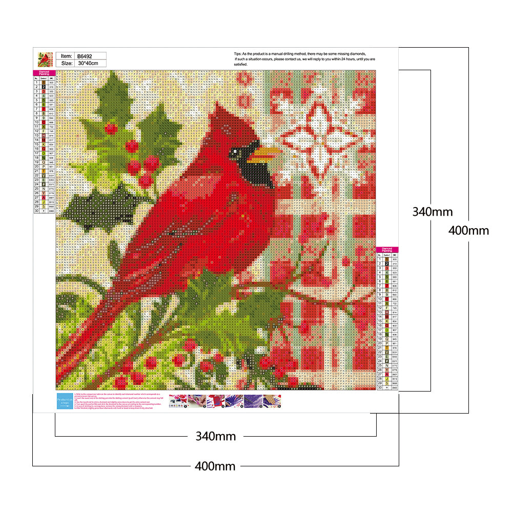 Red Bird - Full Round Drill Diamond Painting 40*40CM