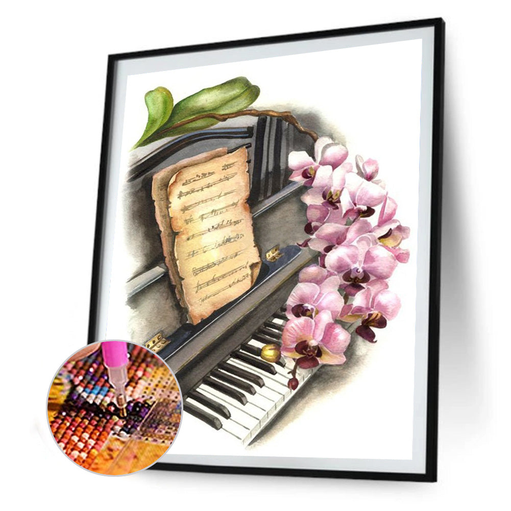 Musical Instrument Flower - Full Round Drill Diamond Painting 30*40CM