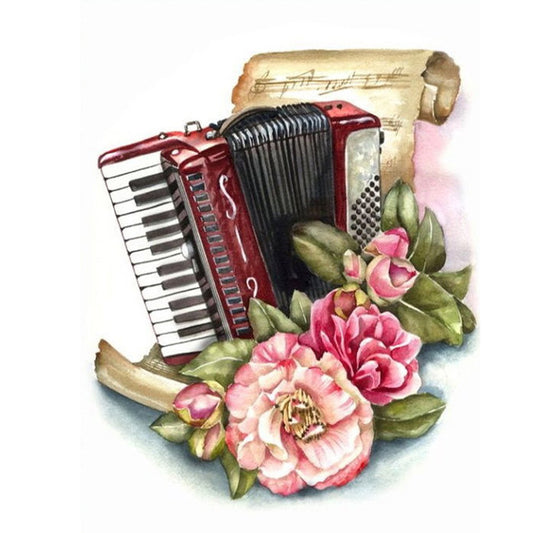 Musical Instrument Flower - Full Round Drill Diamond Painting 30*40CM