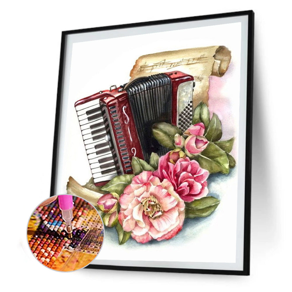 Musical Instrument Flower - Full Round Drill Diamond Painting 30*40CM