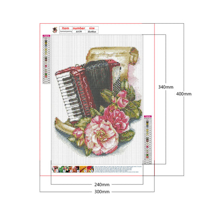 Musical Instrument Flower - Full Round Drill Diamond Painting 30*40CM