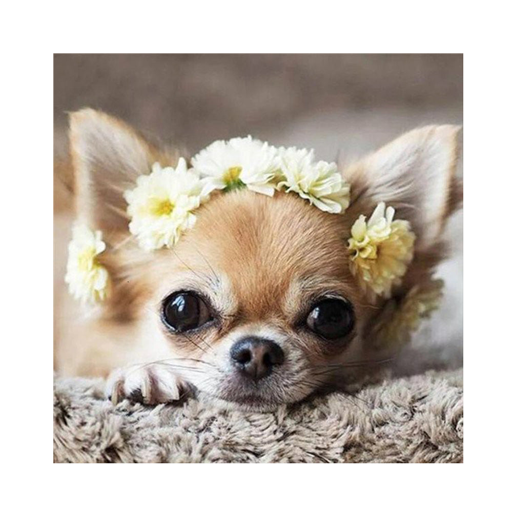 Flower Dog - Full Round Drill Diamond Painting 30*30CM