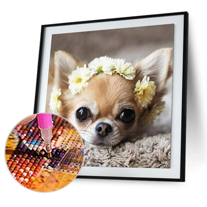 Flower Dog - Full Round Drill Diamond Painting 30*30CM