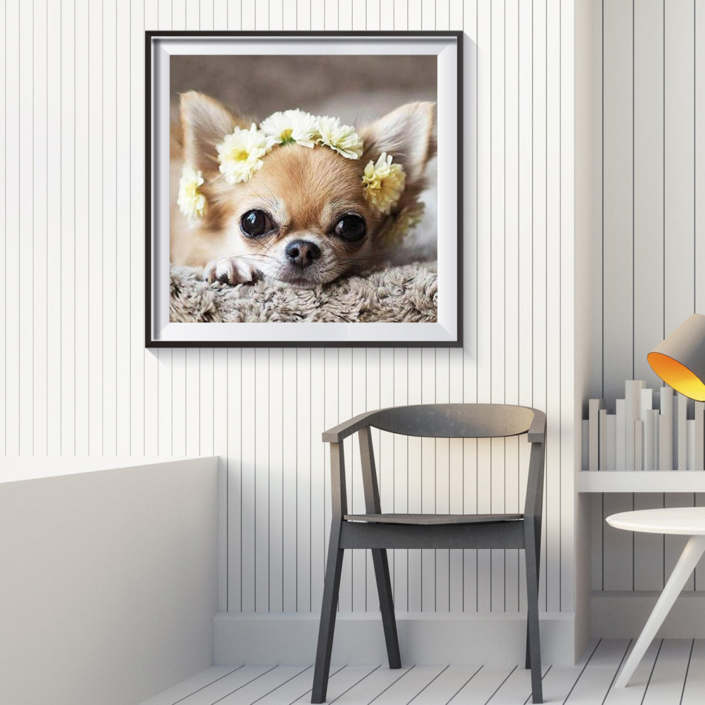 Flower Dog - Full Round Drill Diamond Painting 30*30CM