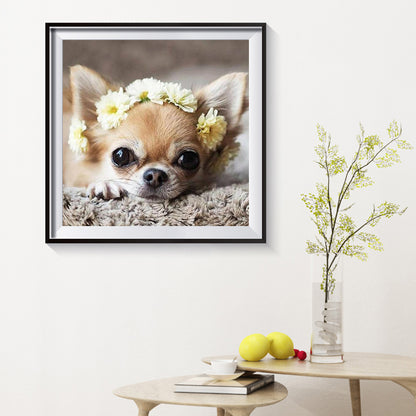 Flower Dog - Full Round Drill Diamond Painting 30*30CM