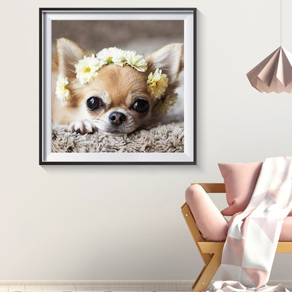 Flower Dog - Full Round Drill Diamond Painting 30*30CM