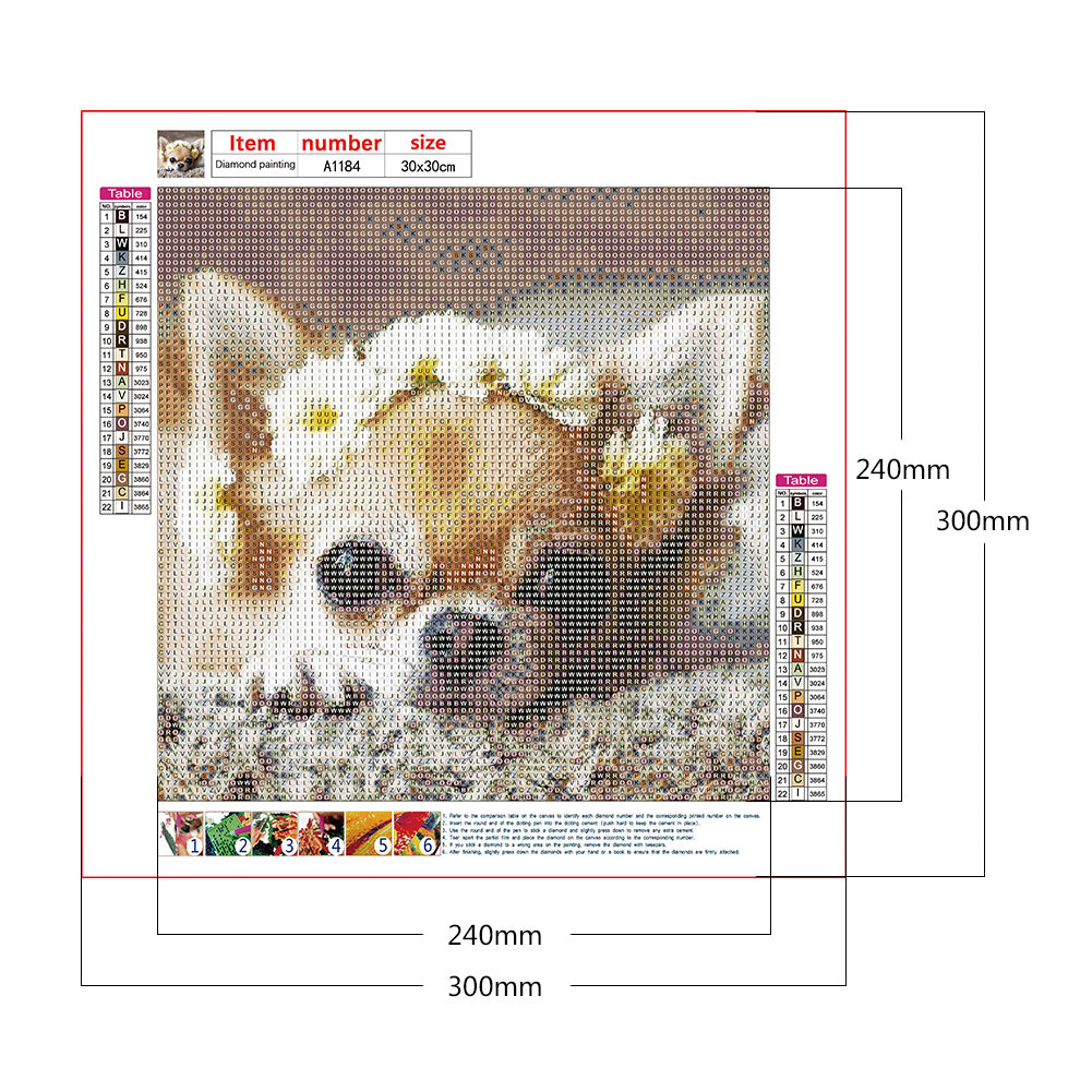 Flower Dog - Full Round Drill Diamond Painting 30*30CM