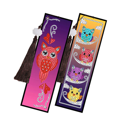 2pcs Creative DIY Diamond Painting Bookmark Special Leather Tassel Tags Art