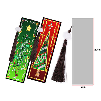 2pcs Creative DIY Diamond Painting Bookmark Special Leather Tassel Tags Art