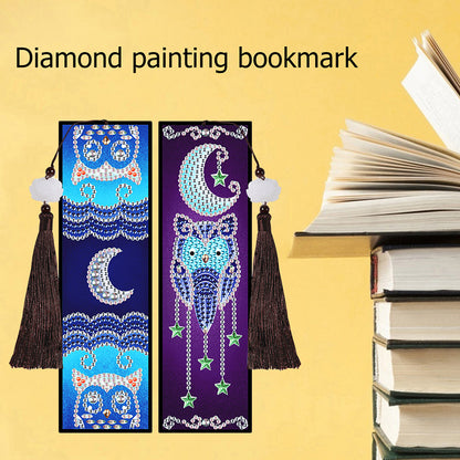 2pcs Creative DIY Diamond Painting Bookmark Special Leather Tassel Tags Art