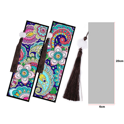 2pcs Creative DIY Diamond Painting Bookmark Special Leather Tassel Tags Art