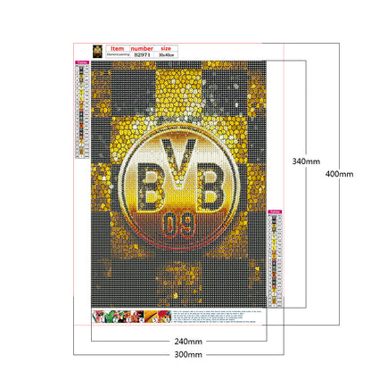 Dortmund Badge - Full Round Drill Diamond Painting 30*40CM