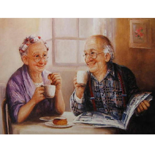 Old Couple - Full Round Drill Diamond Painting 40*30CM
