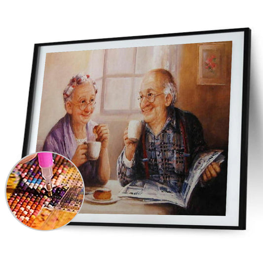Old Couple - Full Round Drill Diamond Painting 40*30CM