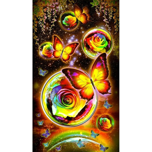 Rose Butterfly - Full Round Drill Diamond Painting 40*70CM