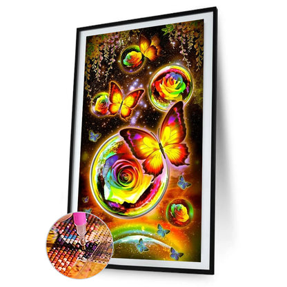 Rose Butterfly - Full Round Drill Diamond Painting 40*70CM