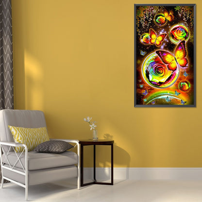 Rose Butterfly - Full Round Drill Diamond Painting 40*70CM