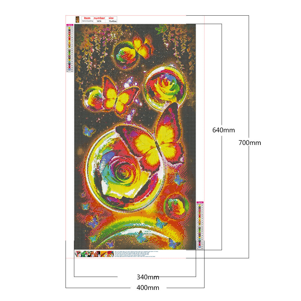 Rose Butterfly - Full Round Drill Diamond Painting 40*70CM