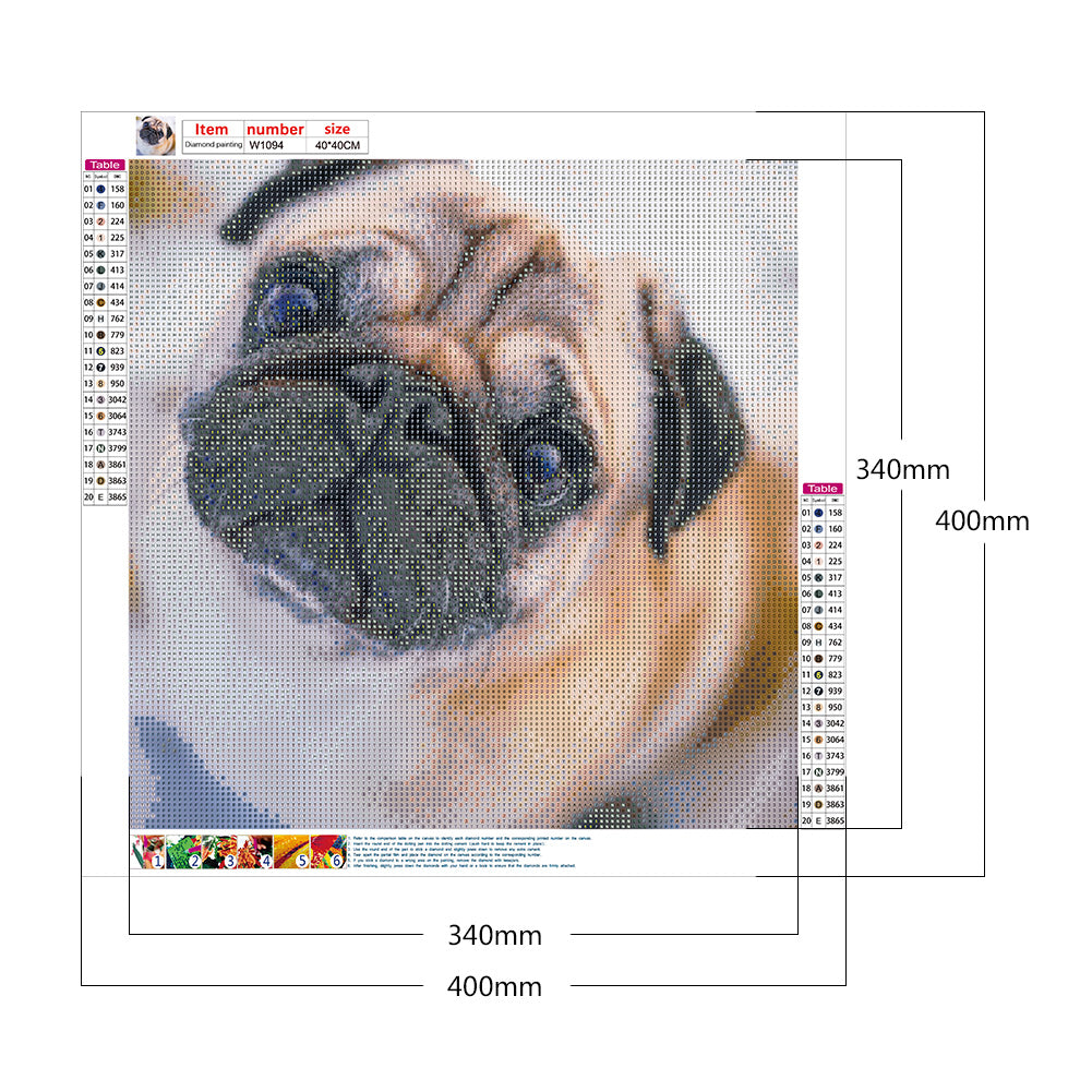 Pug Dog - Full Round Drill Diamond Painting 40*40CM