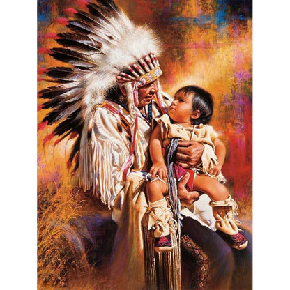 Indians Tribe - Full Round Drill Diamond Painting 40*50CM