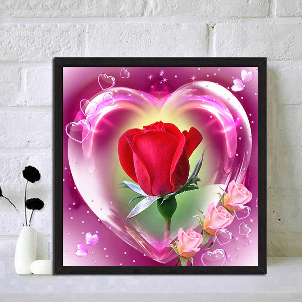 Heart Rose - Full Square Drill Diamond Painting 30*30CM