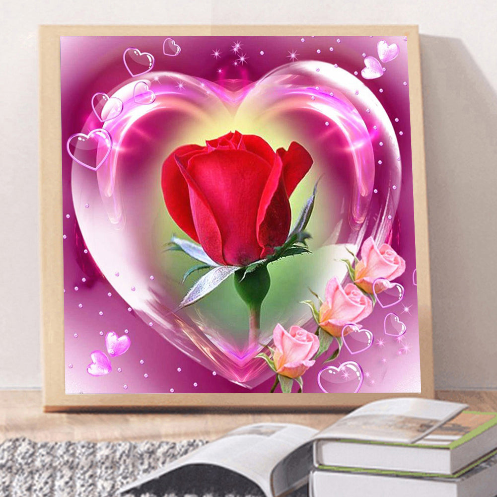 Heart Rose - Full Square Drill Diamond Painting 30*30CM