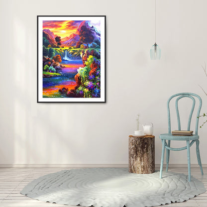 Mount River - Full Round Drill Diamond Painting 40*50CM