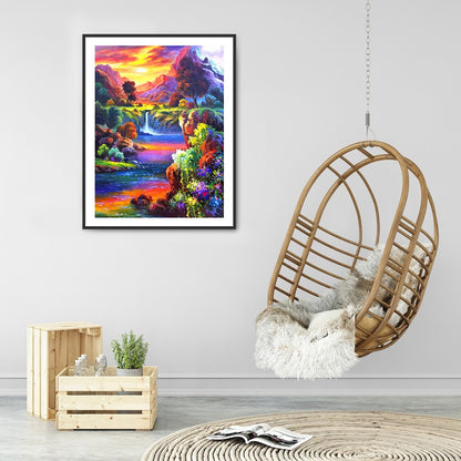 Mount River - Full Round Drill Diamond Painting 40*50CM