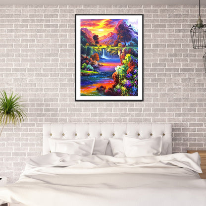 Mount River - Full Round Drill Diamond Painting 40*50CM