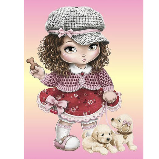 Cartoon Girl - Full Round Drill Diamond Painting 30*40CM