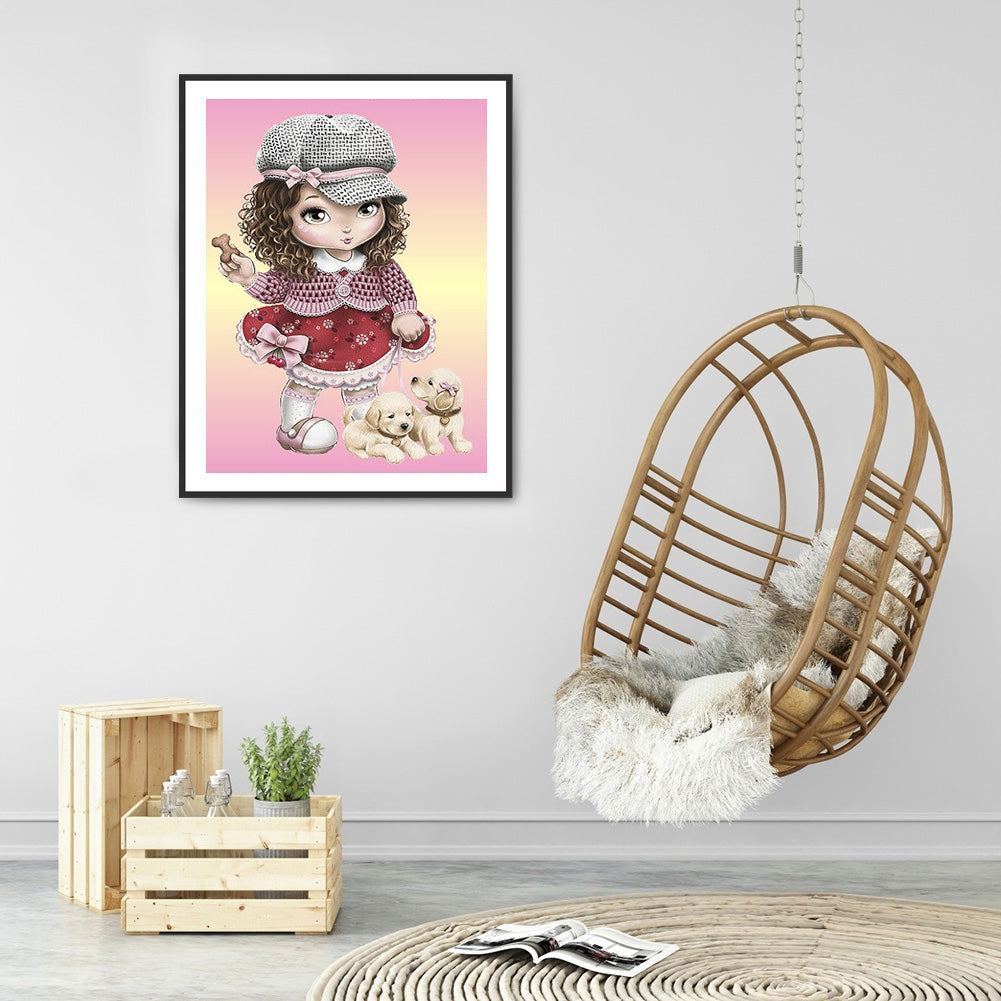 Cartoon Girl - Full Round Drill Diamond Painting 30*40CM